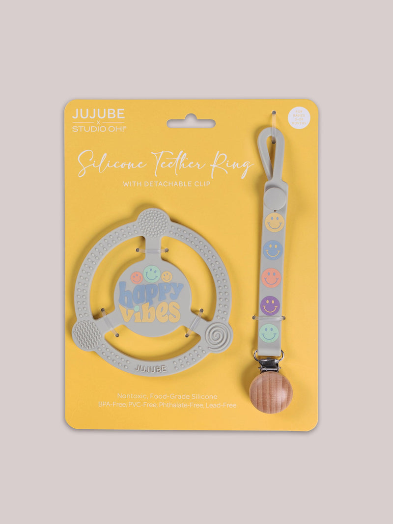 Silicone Teether Ring & Detachable Clip - Happy Baby Vibes