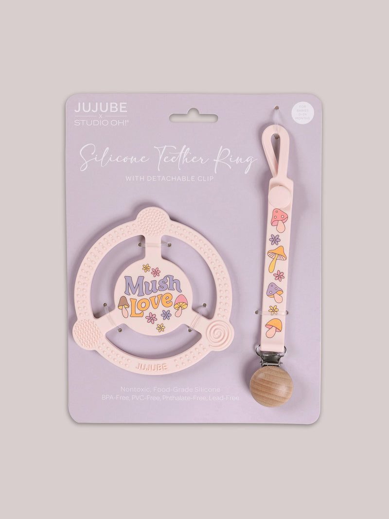 Silicone Teether Ring & Detachable Clip - Mushy Love