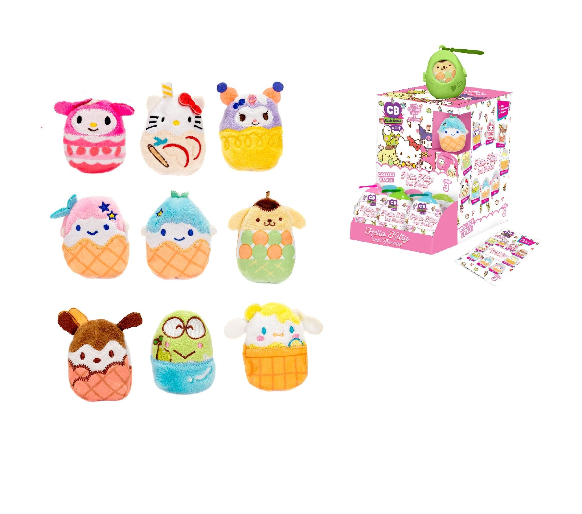 Fiesta: Cutie Beans Sanrio Favorite Flavor - 1 Blind Plastic Egg with 3" Plush Clip