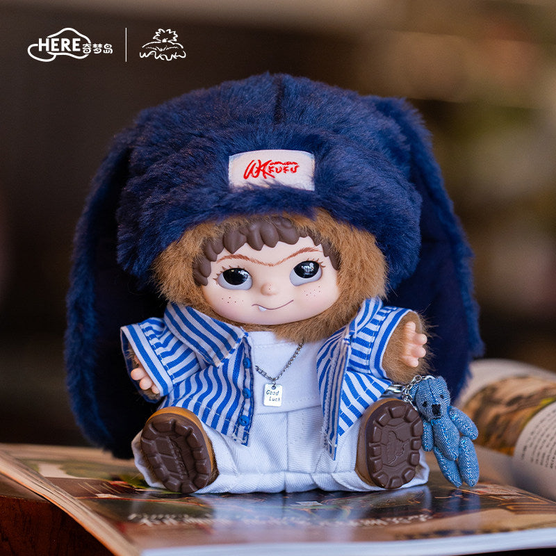 HereToy: WAKUKU Big Star Series Doll Outfit (Relaxed-fit blue striped set)