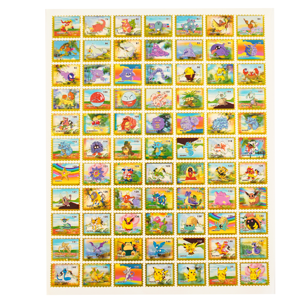 Pokemon Stamp Sticker Sheet (2000) - 77 Stickers