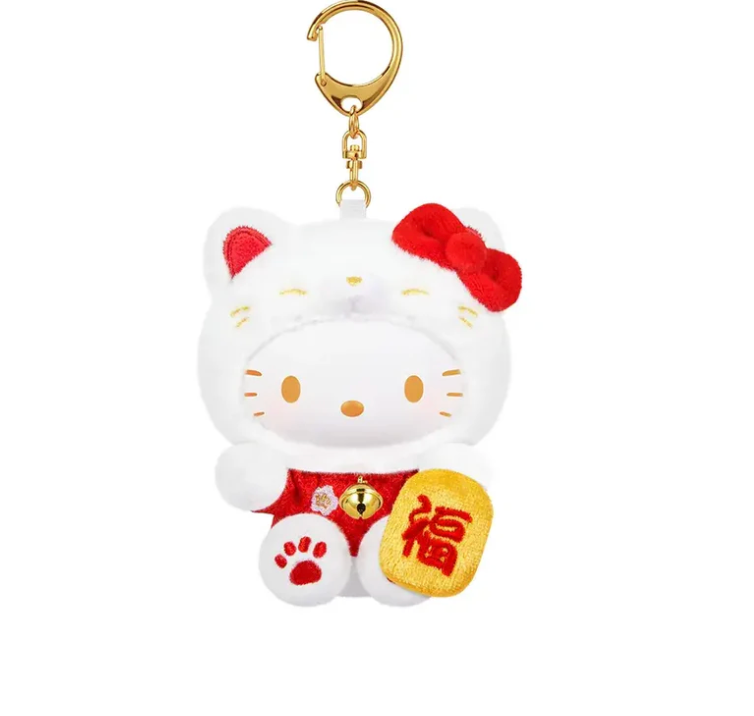 TOPTOY: Sanrio Characters Lucky Cat Series Plush Keychain - 1 Blind Box