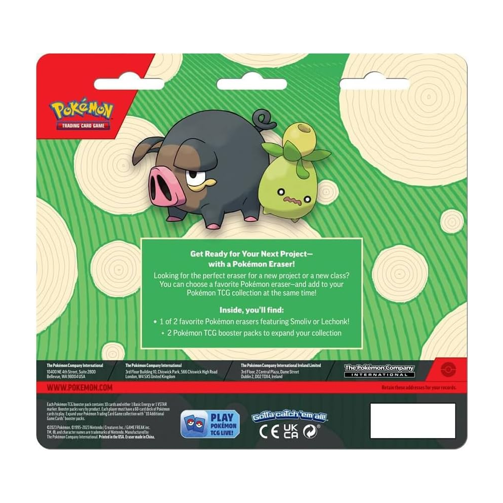 Pokemon Trading Card Game: Back to School 2023 - Eraser Booster Blister Pack (Random Draw - Smoliv or Lechonk)