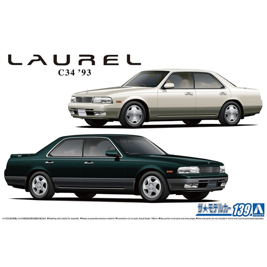 Aoshima: 1/24 GC34 Laurel Medalist V/Club S '93 Scale Model Kit #139