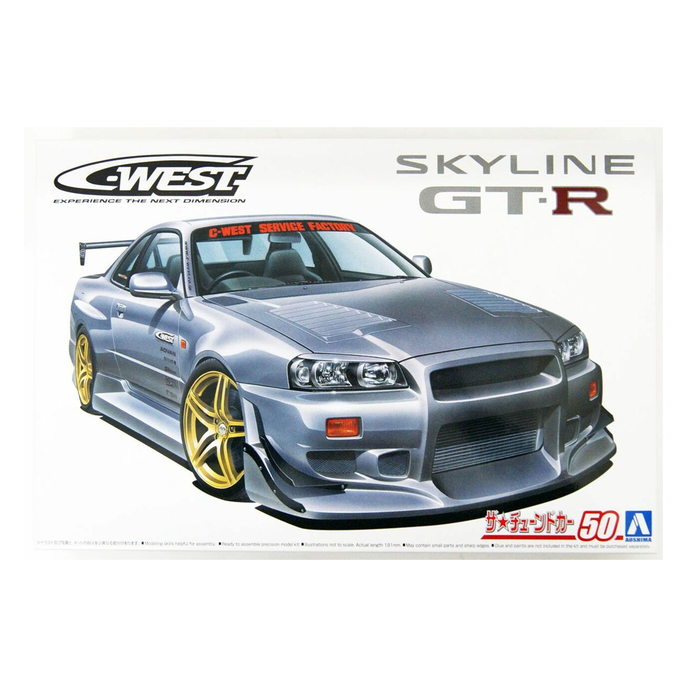 Aoshima: Nissan (2002) C-West BNR34 Skyline GT-R 1/24 Scale Model Kit #50