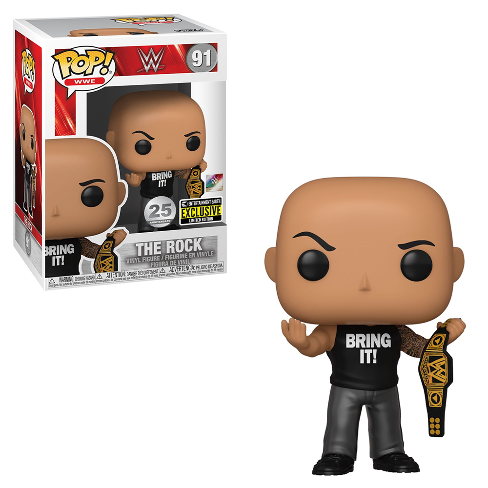 FU25EE56775EE Funko POP! WWE - The Rock with Championship Belt Vinyl Figure #91 Entertainment Earth Exclusive [READ DESCRIPTION]