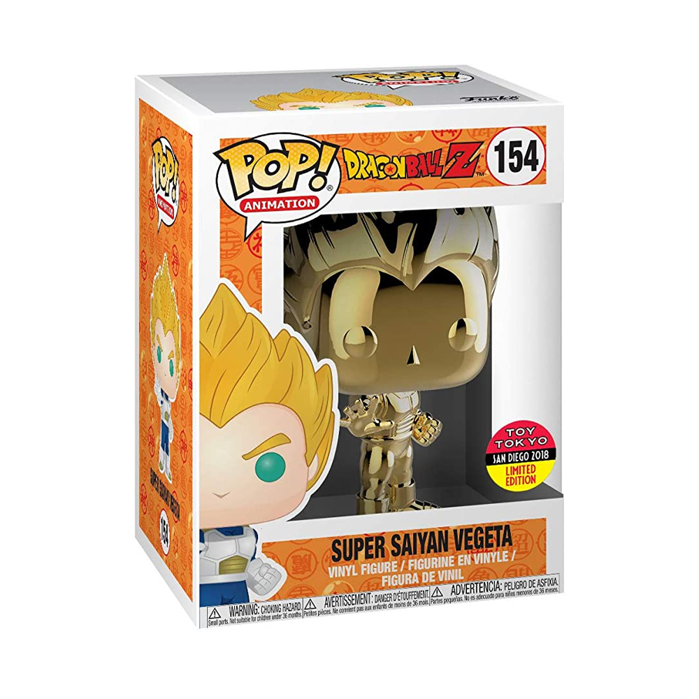 Funko POP! Dragon Ball Z - Super Saiyan Vegeta (Gold Chrome) #154 SDCC 2018 Toy Tokyo Exclusive [READ DESCRIPTION]