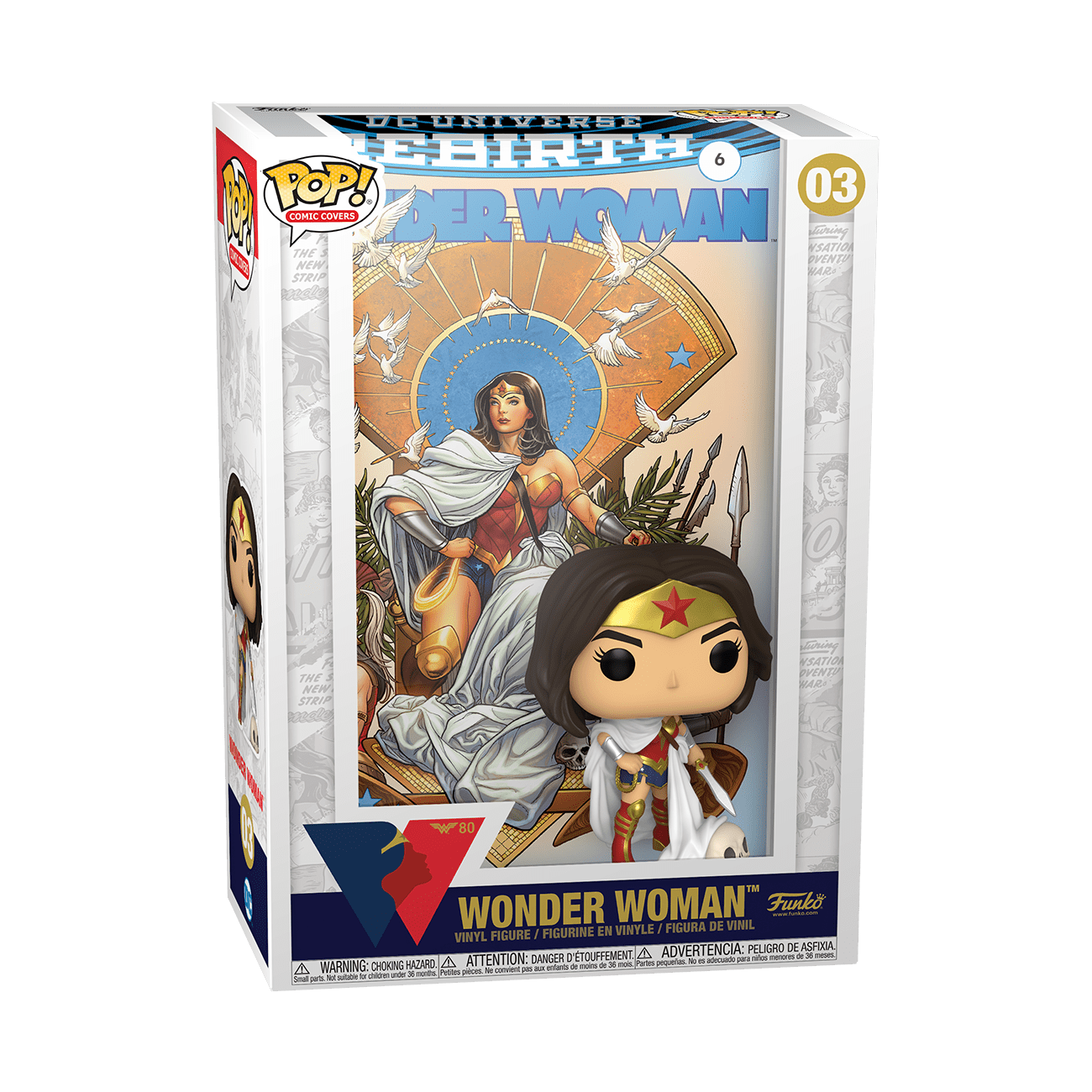 [PRE-ORDER] Funko POP! Comic Cover: Wonder Woman 80th - Wonder Woman (Rebirth) On Throne Vinyl Figure #3