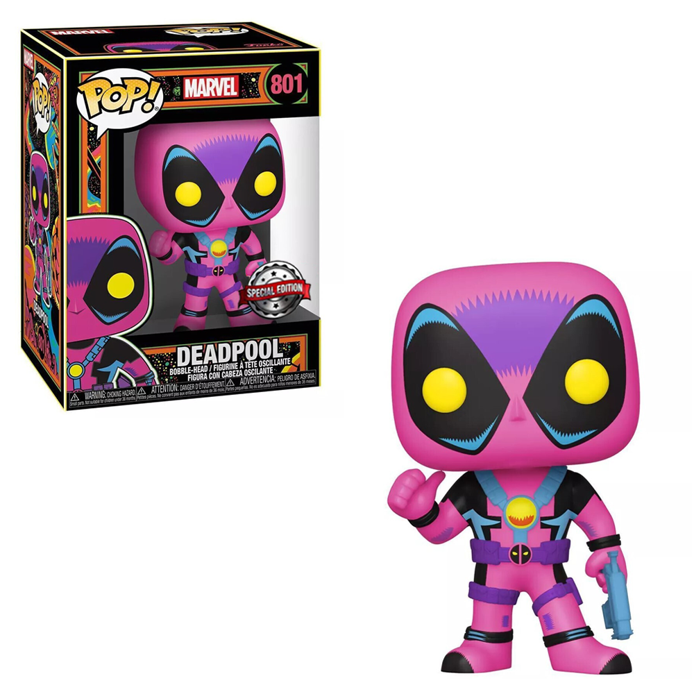 FU55091-IE Funko POP! Marvel: X-Men Classic - Deadpool (Blacklight) Vinyl Figure #801 Special Edition Exclusive [READ DESCRIPTION]