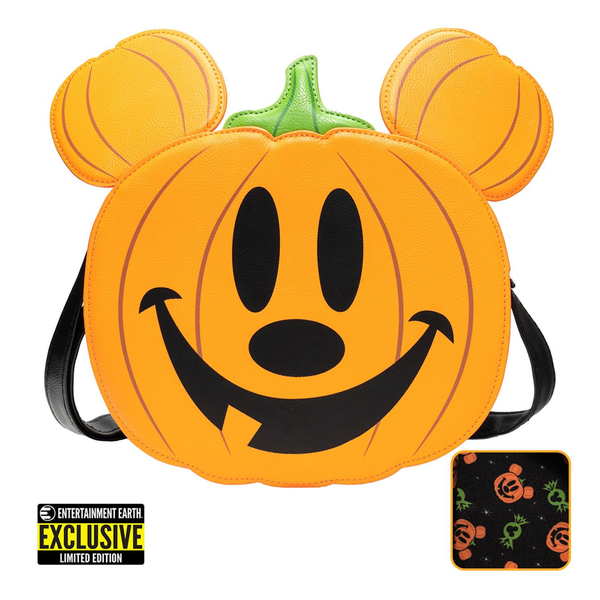 Loungefly: Disney - Mickey Mouse Jack-O-Lantern Crossbody Bag Entertainment Earth Exclusive