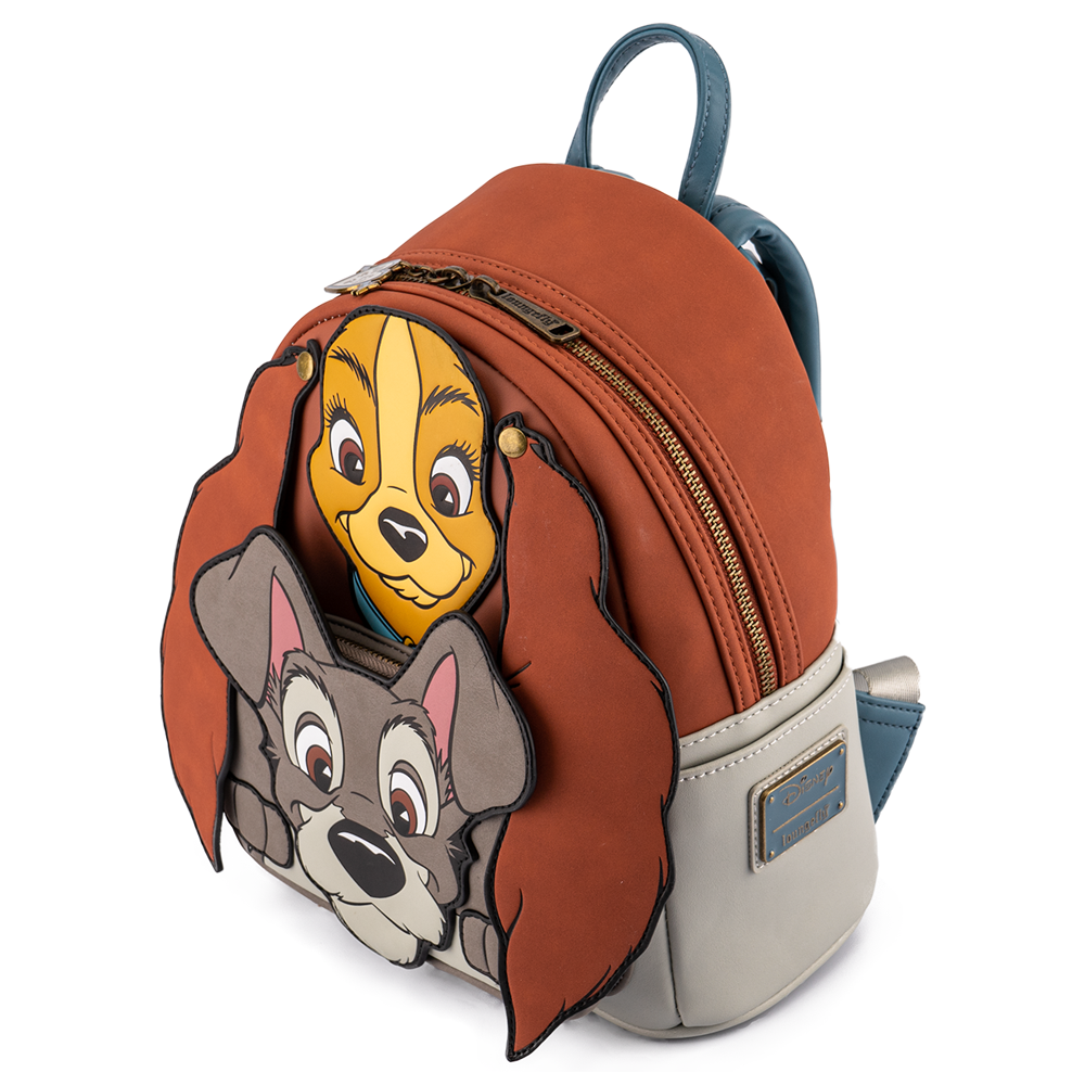 NWT Loungefly Disney Lady And The Tramp Family Mini Backpack Brown deals Beige