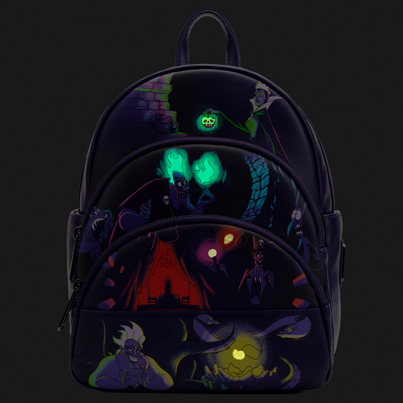 Loungefly: Disney Villains Triple Pocket Glow In The Dark Mini Backpack