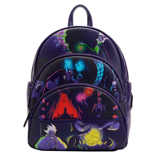 Loungefly: Disney Villains Triple Pocket Glow In The Dark Mini Backpack