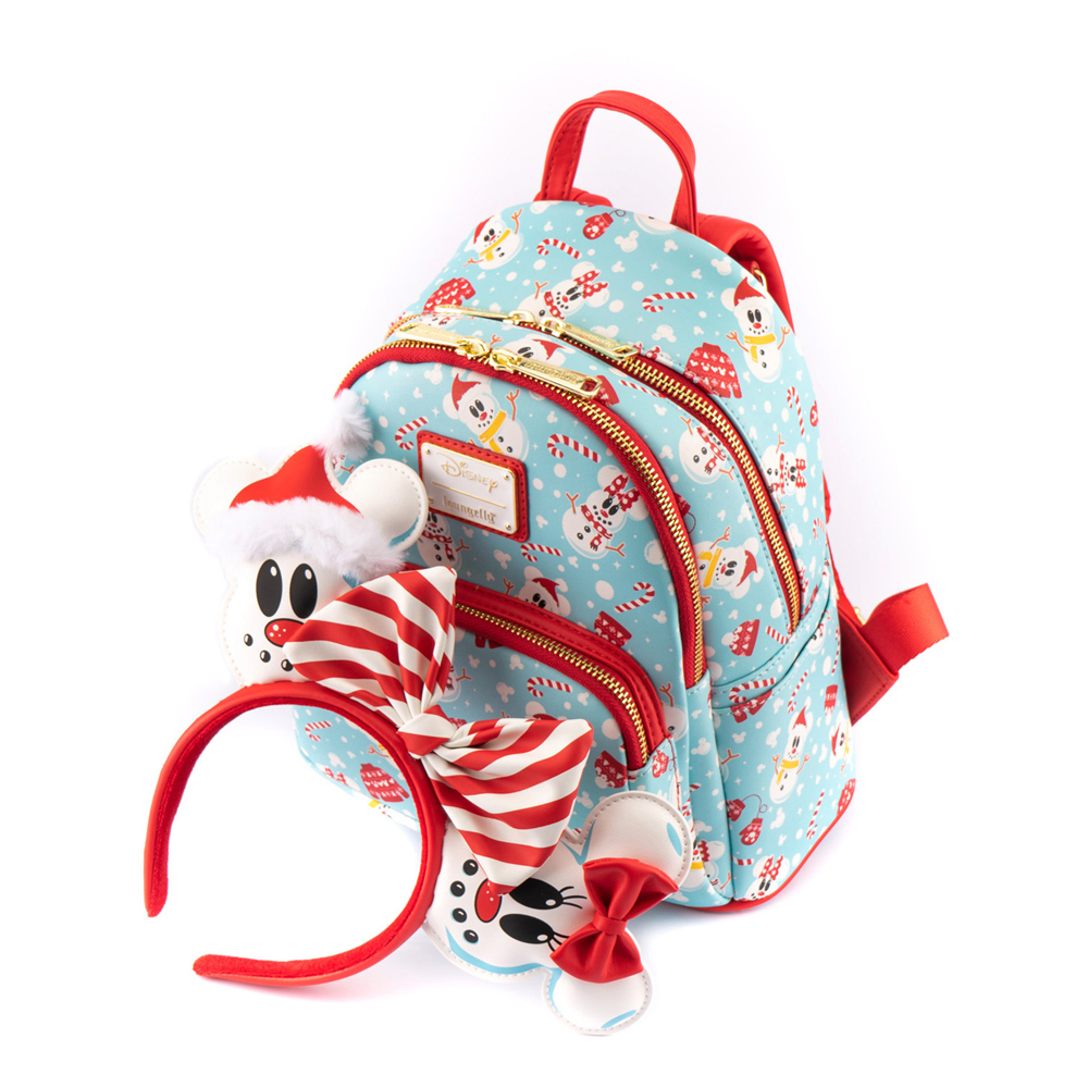 Mickey and Minnie Snowman Loungefly mini backpack deals set