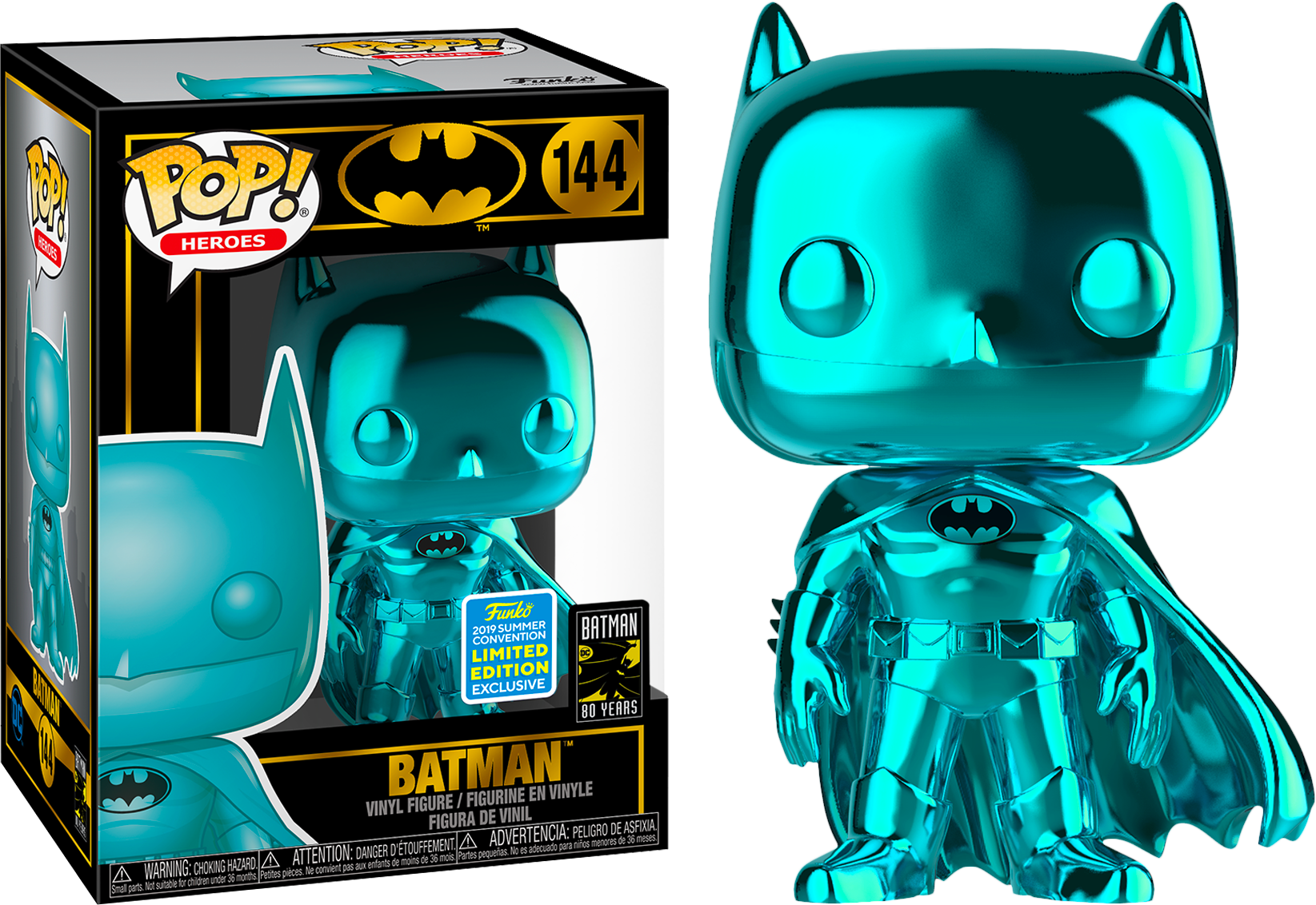 FU40097 Funko POP! DC Super Heroes - Teal Chrome Batman Vinyl Figure #144 2019 Summer Convention Exclusive (READ DESCRIPTION)