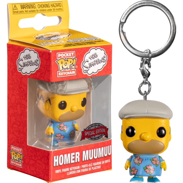 FU47557-IE Funko POP! Keychain: The Simpsons - Homer Muumuu Pocket Keychain Special Edition Exclusive