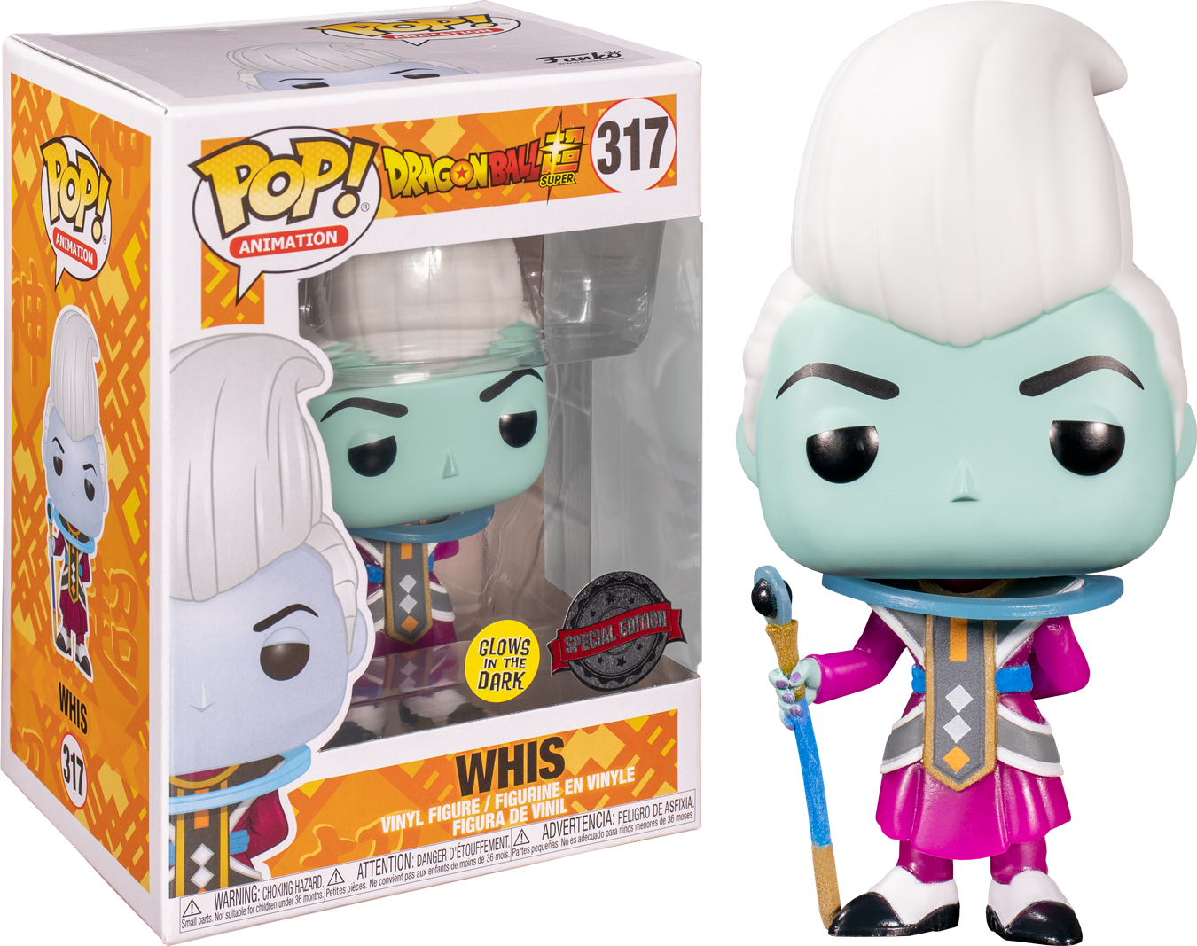 FU48235-IE Funko POP! Dragon Ball Super - Whis (Glow In The Dark) Vinyl Figure #317 Special Edition Exclusive [READ DESCRIPTION]