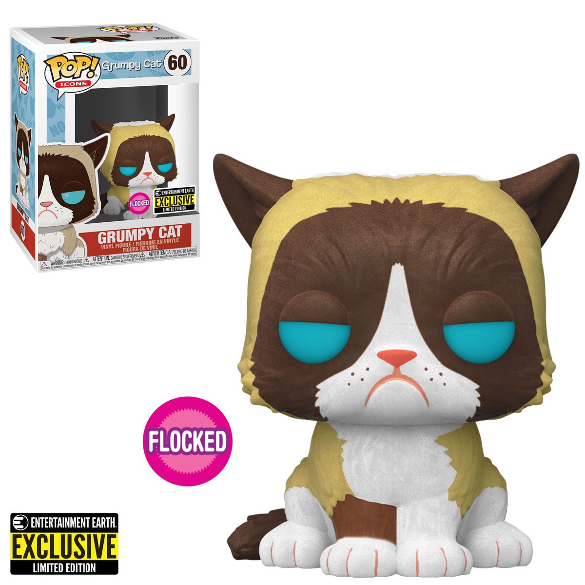 FU13G33988EE Funko POP! Icons: Grumpy Cat (Flocked) Vinyl Figure Entertainment Earth Exclusive [READ DESCRIPTION]